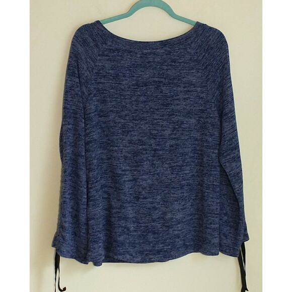 Zac and Rachel Sweatshirt Women's Sz L Blue Sdjustable Sleeve Pullover - Picture 11 of 11